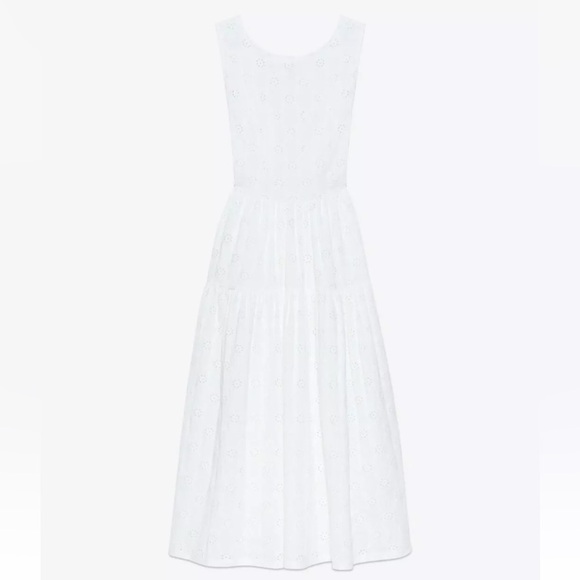 WHITE EYELET BACKLESS TIERED FLOWY FEMININE DRESS MAIDEN MILKMAID HOMESTEAD - Picture 6 of 15
